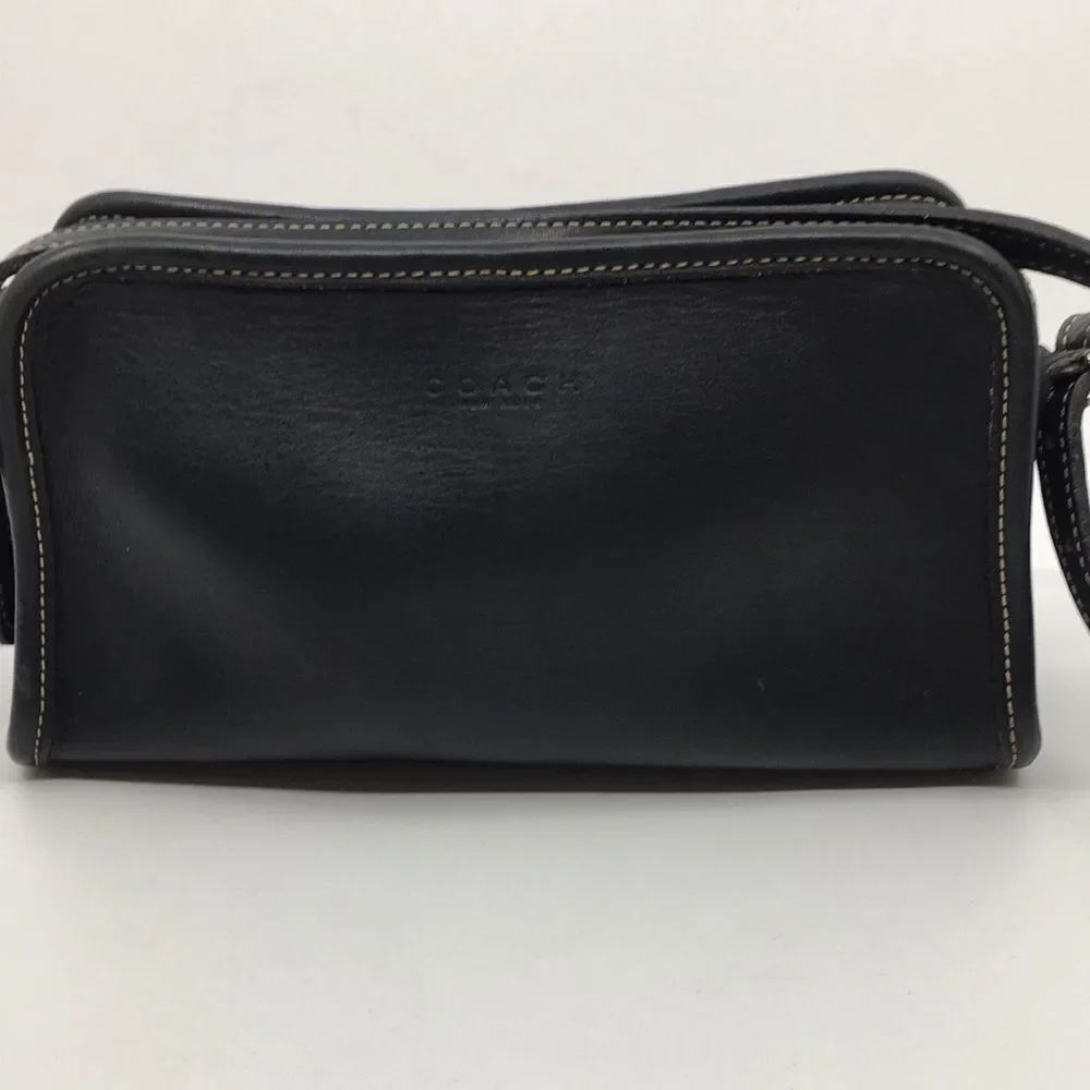 Coach Vintage 1999 Black Mimosa Zip Leather Crossbody Camera Bag - 9” x 5.5”